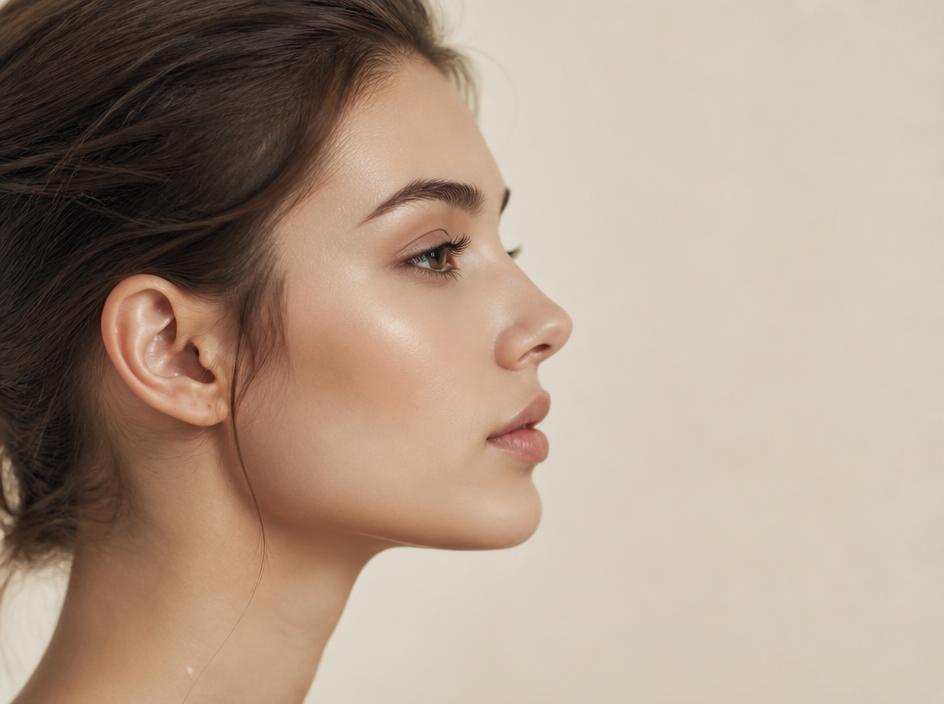 Perfil de mujer joven mostrando armonía nasal